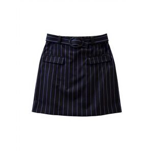 Lovers + Friends Skirt‎ Womens Large Black Blue Pinstripe Belted Mini High Waist